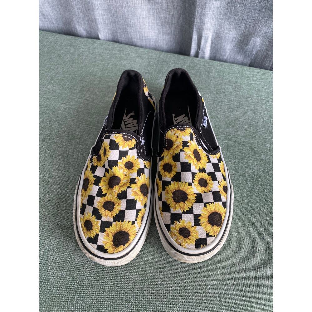 Vans Sunflower & Black/White Checkerboard Slip-Ons - Size 6.5 - Picture 2 of 10